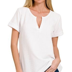 White Waffle Knit Tee